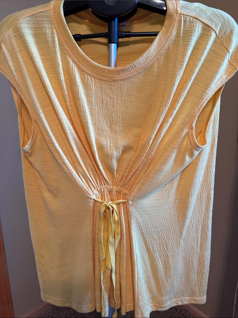 Max Studio Sunny Yellow Tie-Front Sleeveless Top